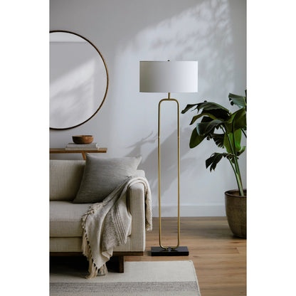 Molto - 528932 by Surya in metallic brass, white, black, translucent and plated. Made from body: metal, shade (outside): linen, finial: metal in a modern style.