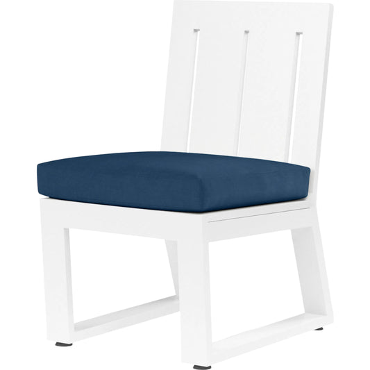 Newport Outdoor Armless Dining Chair by Sunset West in whites/creams/beiges. Made from aluminum in a modern style.