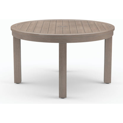 Laguna Outdoor 50" Round Dining Table by Sunset West in driftwood. Made from aluminum in a modern style.