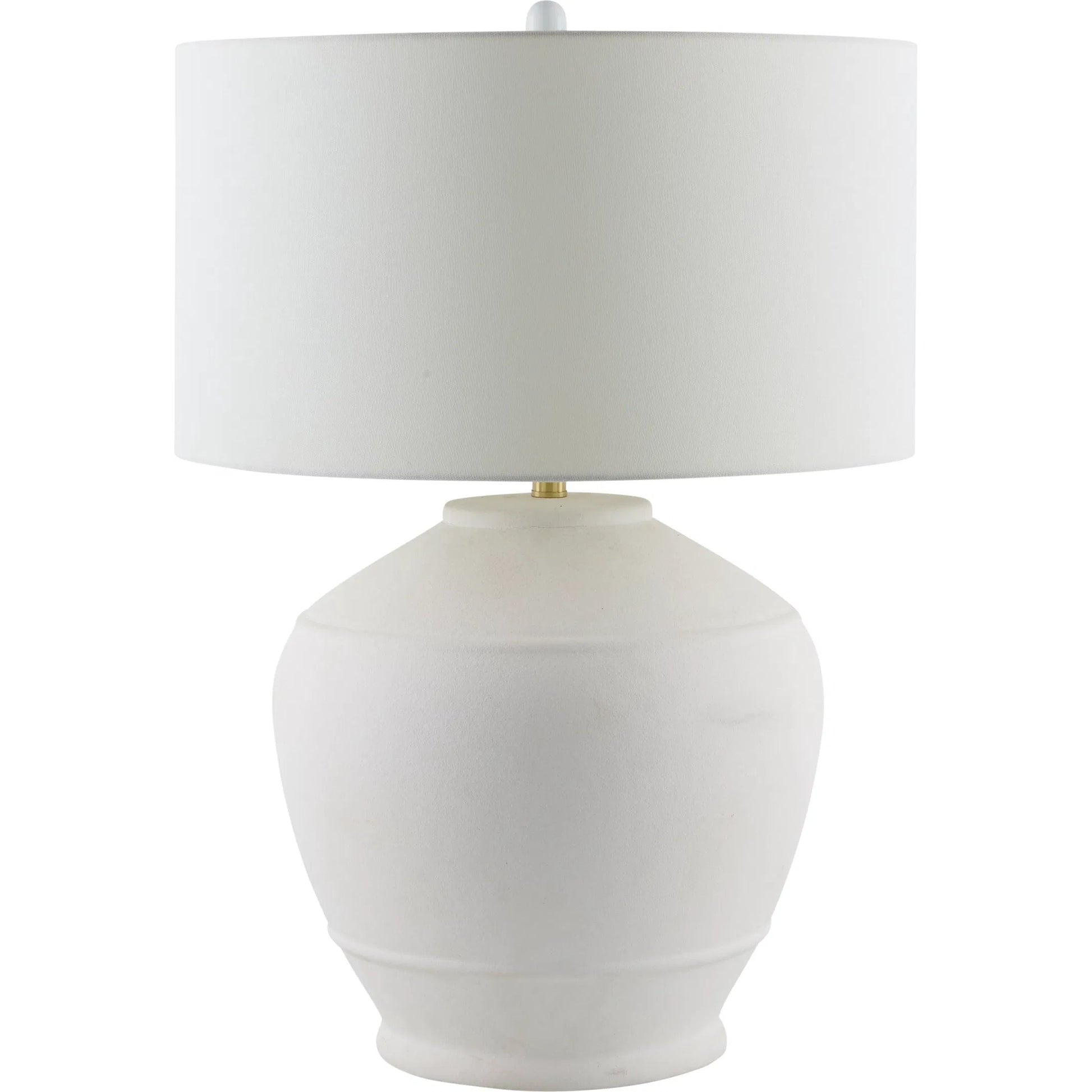 Morlaix Accent Table Lamp by Livabliss in white and glazed, plated. Made from ceramic, linen, iron in a transitional style.