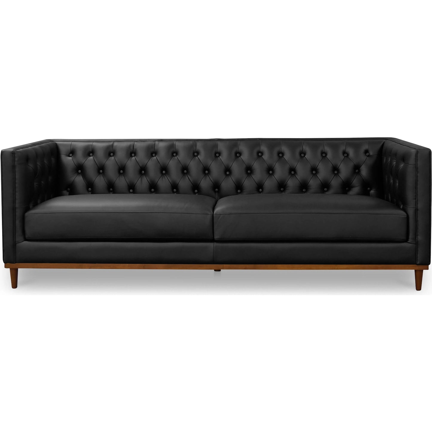 008 SI-2368043 | Additional Silo | Fielder Sofa by Moe's Home Collection in black leather. Made from upholstery: 100% top grain leather, rubber wood, plywood frame, foam, fiber seat in a transitional style.
