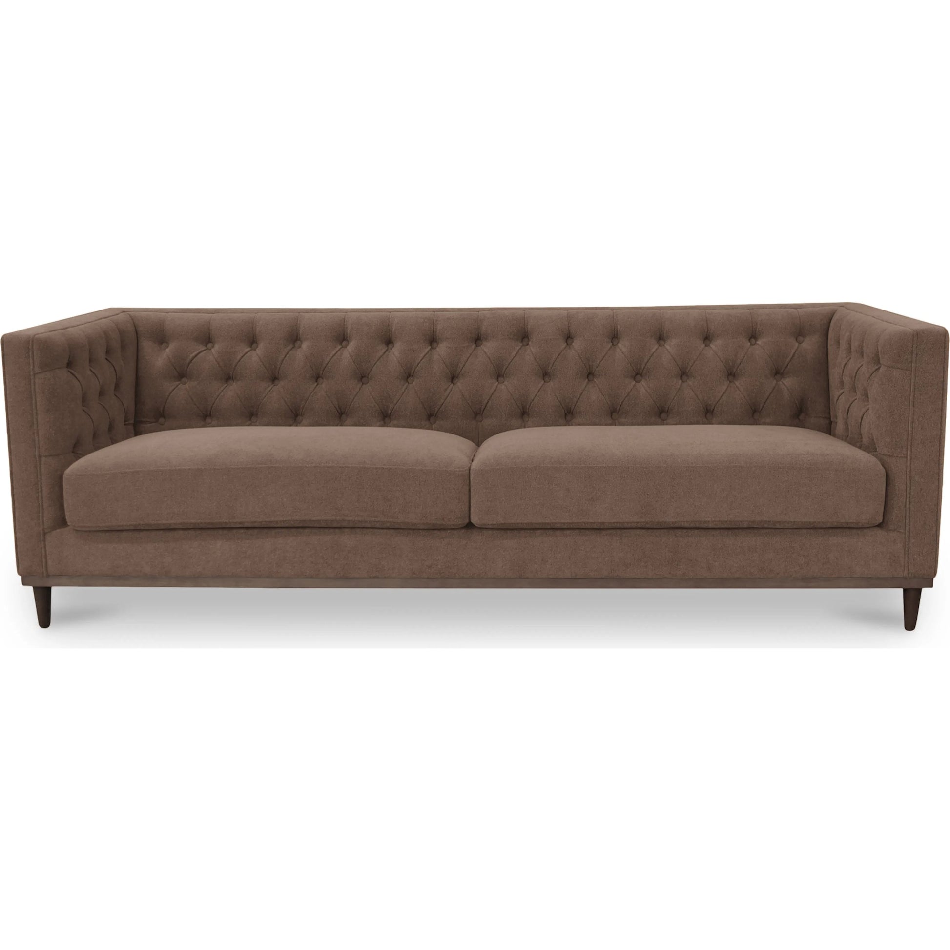 Fielder Sofa by Moe's Home Collection in black leather. Made from upholstery: 100% top grain leather, rubber wood, plywood frame, foam, fiber seat in a transitional style.