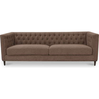 Fielder Sofa by Moe's Home Collection in black leather. Made from upholstery: 100% top grain leather, rubber wood, plywood frame, foam, fiber seat in a transitional style.