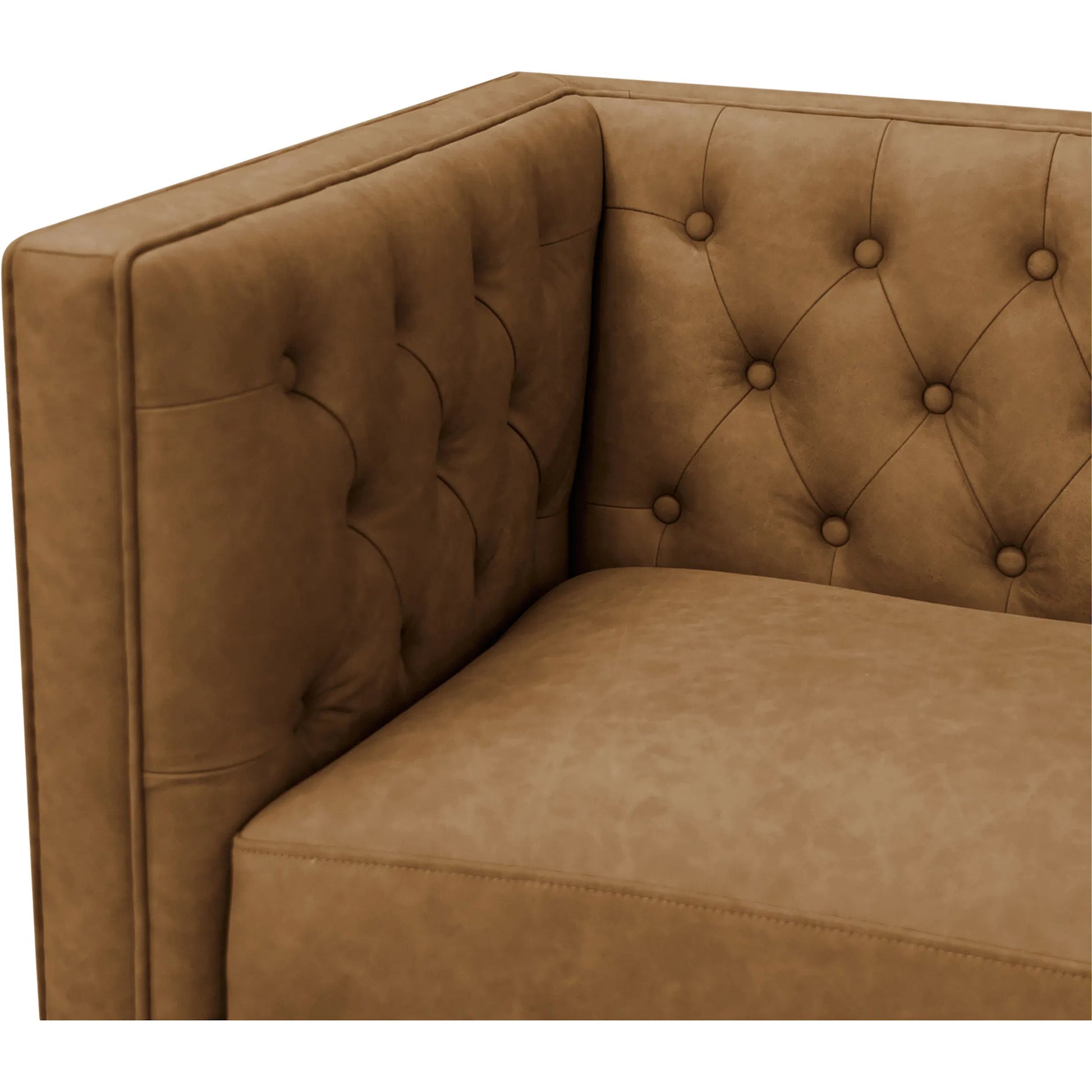 Fielder Sofa by Moe's Home Collection in black leather. Made from upholstery: 100% top grain leather, rubber wood, plywood frame, foam, fiber seat in a transitional style.