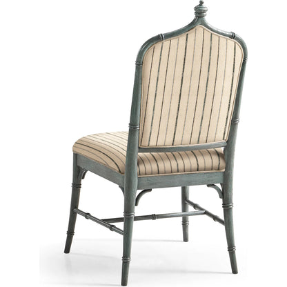 Baronial Dining Side Chair by Jonathan Charles in blue and blue faded oak. Made from oak, fabric in a traditional style.