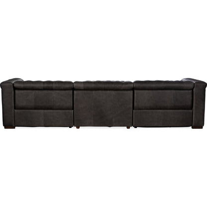 Savion Grandier Power Reclining Sofa by Hooker Furniture. Made from leather in a modern style.