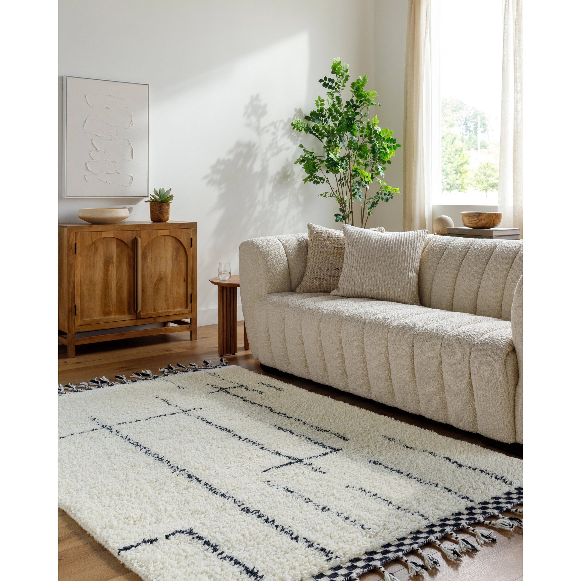 Mirela MMI-2300 Rug by Livabliss in ivory, charcoal, jet black. Made from face: 100% wool, warp: 100% cotton in a unique style.
