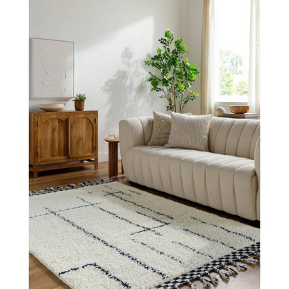 Mirela MMI-2300 Rug by Livabliss in ivory, charcoal, jet black. Made from face: 100% wool, warp: 100% cotton in a unique style.