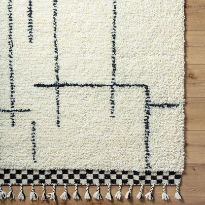 Mirela MMI-2300 Rug by Livabliss in ivory, charcoal, jet black. Made from face: 100% wool, warp: 100% cotton in a unique style.