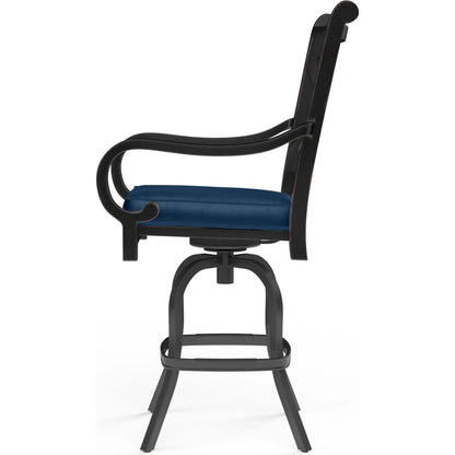 Monterey Outdoor Counter Stool by Sunset West in browns. Made from aluminum in a cottage & farmhouse style.