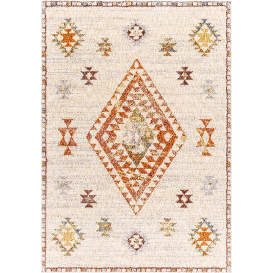 Monet Rug - 489586 by Livabliss in cream, light beige, orange, light gray, saffron, dark blue. Made from face: 100% polyester, warp: 100% jute in a unique style.
