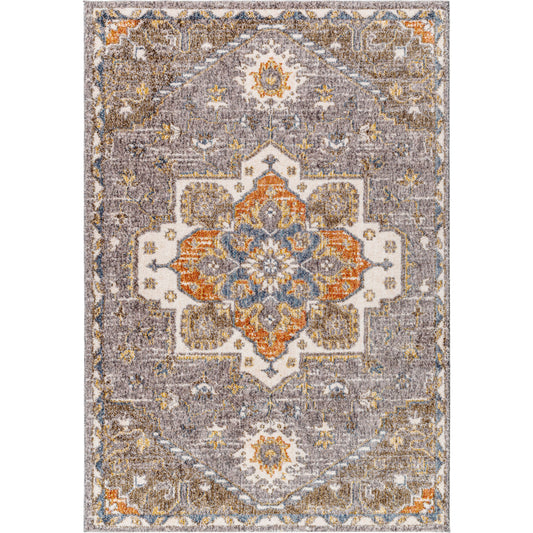 Monet Rug - 489604 by Livabliss in light beige, cream, brown, orange, saffron, dark blue. Made from face: 100% polyester, warp: 100% jute in a unique style.