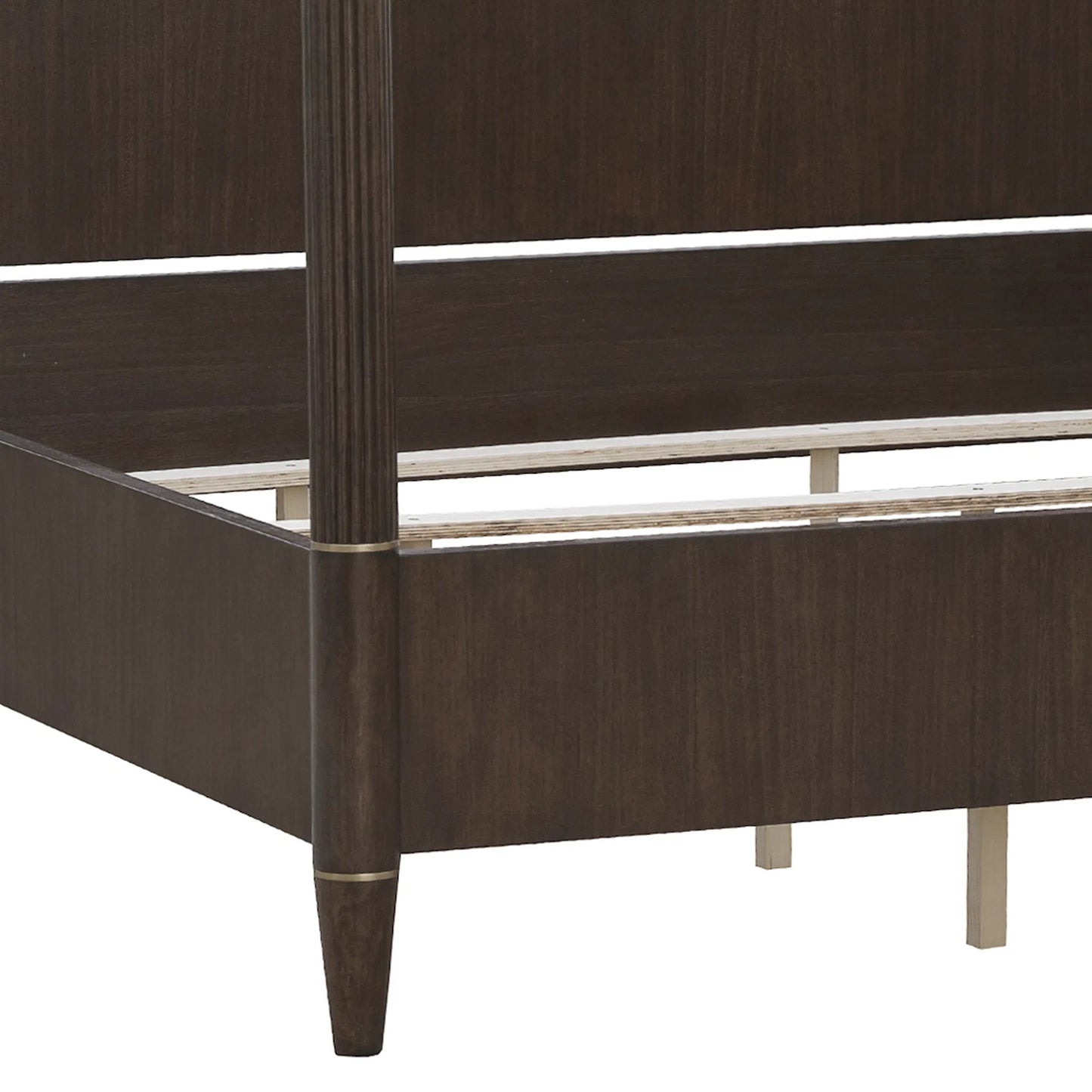 007 SI-2449337,SI-2449338,SI-2449339 | Closeup | Asher Park Poster Poster Bed by Pulaski Furniture in piano brown. Made from eucalyptus veneers in a traditional style.