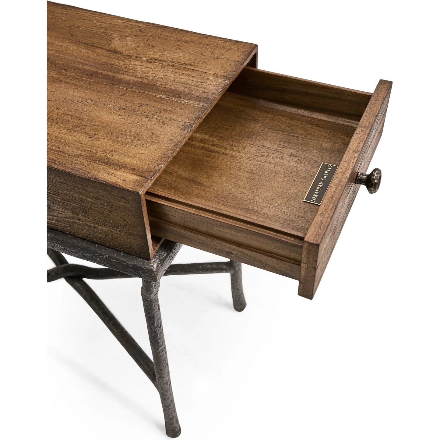 007 SI-2535721 | Closeup | Forge Iron Storage Side Table by Jonathan Charles in cast metal finish. Made from main aluminum in a unique style.