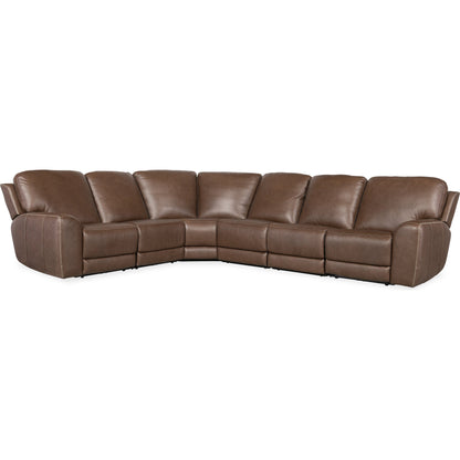 Torres 6 Piece Sectional by Hooker Furniture in sorrento mocha. Made from leather, sorrento mocha (semi-aniline top grain with splits) in a traditional style.