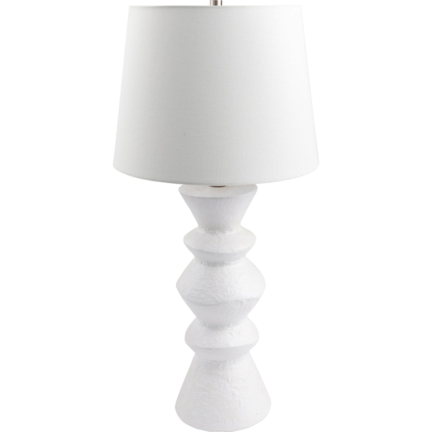 001 SI-2054007 | Primary Silo | Mauna - 500109 by Surya in metallic brass, white, beige, translucent and colored, polished. Made from body: ceramic, shade (outside): linen, shade (inside): polyester, finial: metal in a modern style.