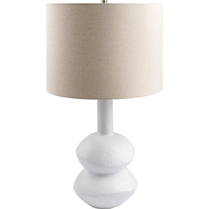 Mauna - 500115 by Surya in metallic brass, white, wheat, translucent and colored, polished. Made from body: ceramic, shade (outside): linen, shade (inside): polyester, finial: metal in a modern style.