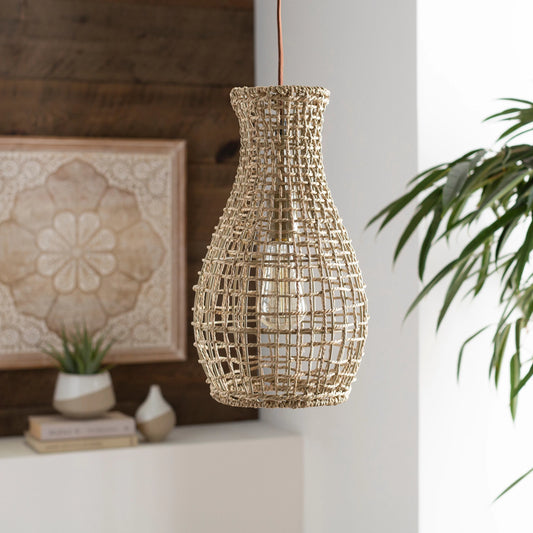 Manning Pendant by Livabliss in multi. Made from rattan in a coastal style.