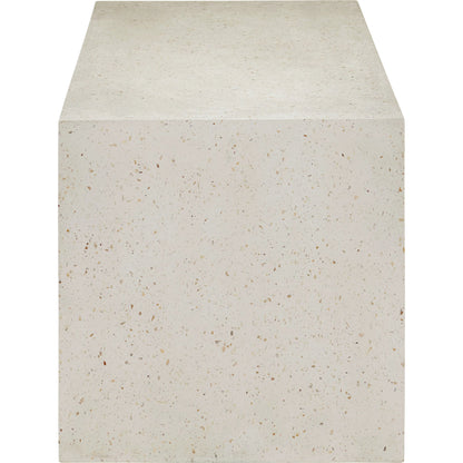 Carson Bench by Currey and Company in ivory terrazzo. Made from concrete, stone, shell in a modern style.