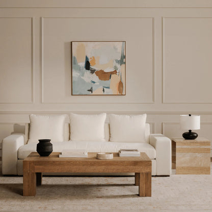 Thomas Sofa by Moe's Home Collection. Made from upholstery: 100% polyester, 70% feather, 30% fiber fill, solid wood, plywood frame in a unique style.