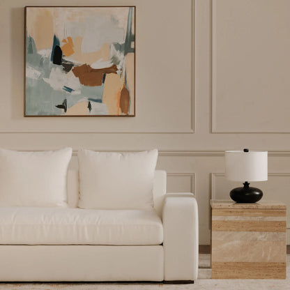 Thomas Sofa by Moe's Home Collection. Made from upholstery: 100% polyester, 70% feather, 30% fiber fill, solid wood, plywood frame in a unique style.