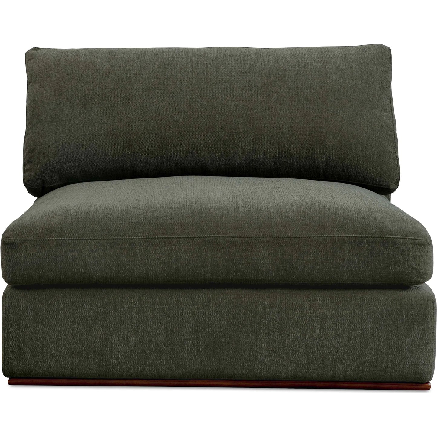 000 SI-2368311 | Primary Silo | Rue Slipper Chair by Moe's Home Collection in dark green. Made from upholstery: 100% polyester, 70% feather, 30% fiber fill, solid wood, plywood frame in a transitional style.