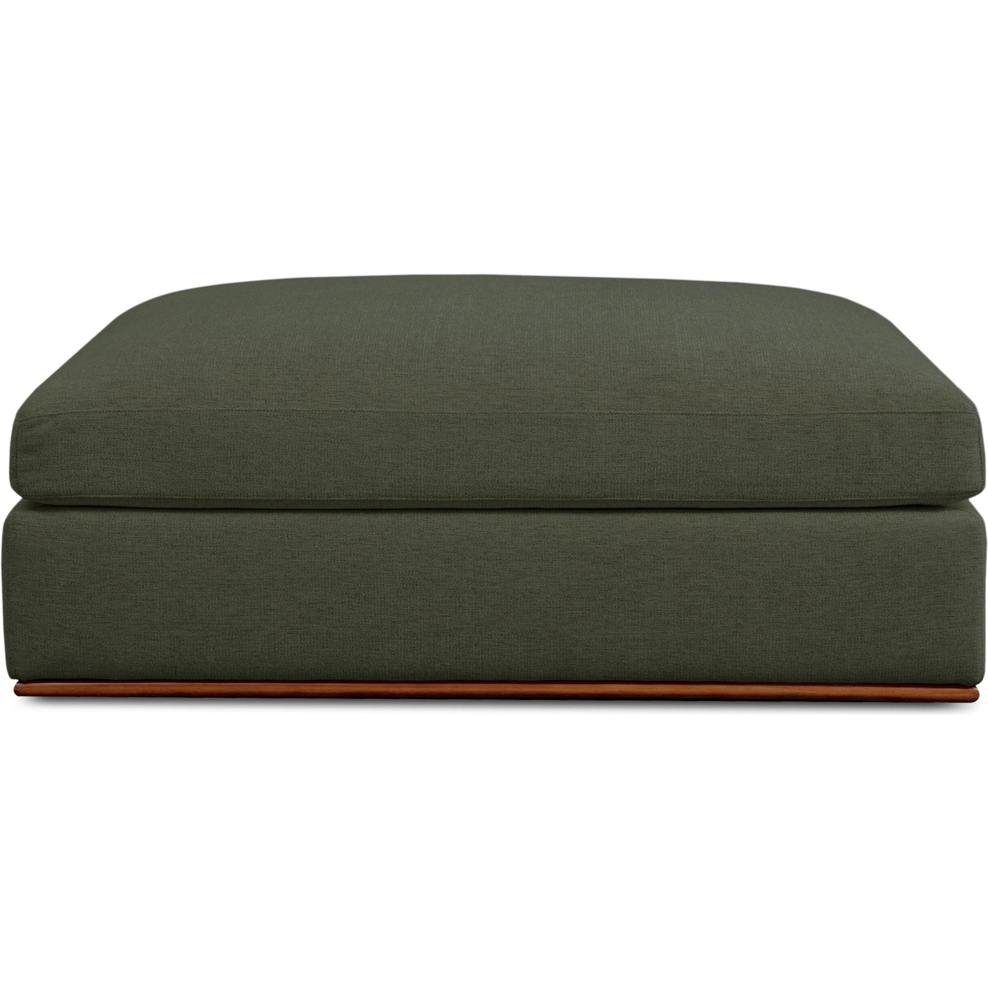 Rue Ottoman by Moe's Home Collection in flecked grey. Made from upholstery: 100% polyester, 70% feather, 30% fiber fill, solid wood, plywood frame in a transitional style.