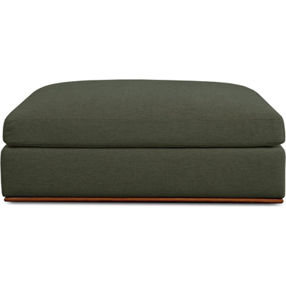 Rue Ottoman by Moe's Home Collection in flecked grey. Made from upholstery: 100% polyester, 70% feather, 30% fiber fill, solid wood, plywood frame in a transitional style.