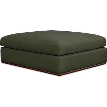 Rue Ottoman by Moe's Home Collection in flecked grey. Made from upholstery: 100% polyester, 70% feather, 30% fiber fill, solid wood, plywood frame in a transitional style.