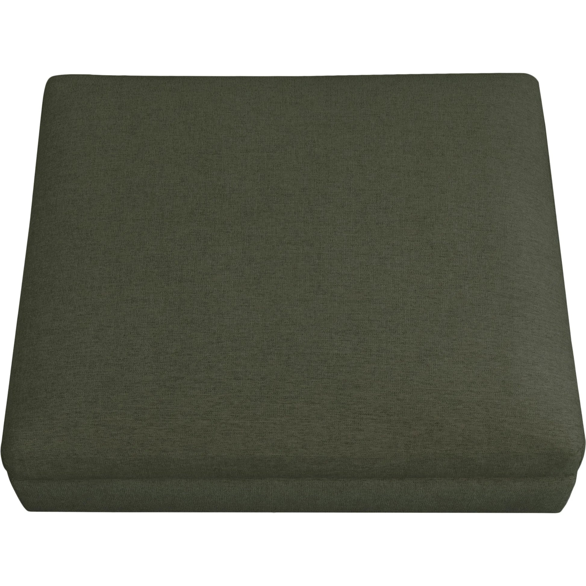 Rue Ottoman by Moe's Home Collection in flecked grey. Made from upholstery: 100% polyester, 70% feather, 30% fiber fill, solid wood, plywood frame in a transitional style.