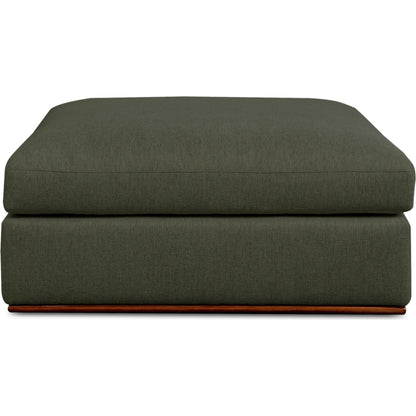 Rue Ottoman by Moe's Home Collection in flecked grey. Made from upholstery: 100% polyester, 70% feather, 30% fiber fill, solid wood, plywood frame in a transitional style.