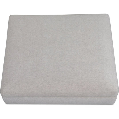 Rue Ottoman by Moe's Home Collection in flecked grey. Made from upholstery: 100% polyester, 70% feather, 30% fiber fill, solid wood, plywood frame in a transitional style.