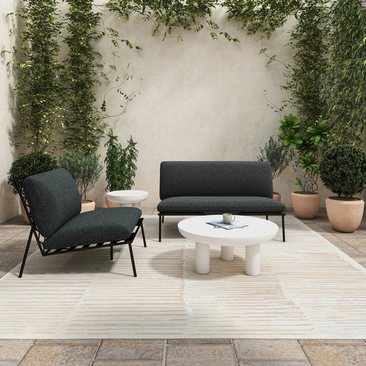 Salma Outdoor Accent Chair by Moe's Home Collection. Made from stainless steel frame, 100% olefin fabric, quick dry foam in a unique style.