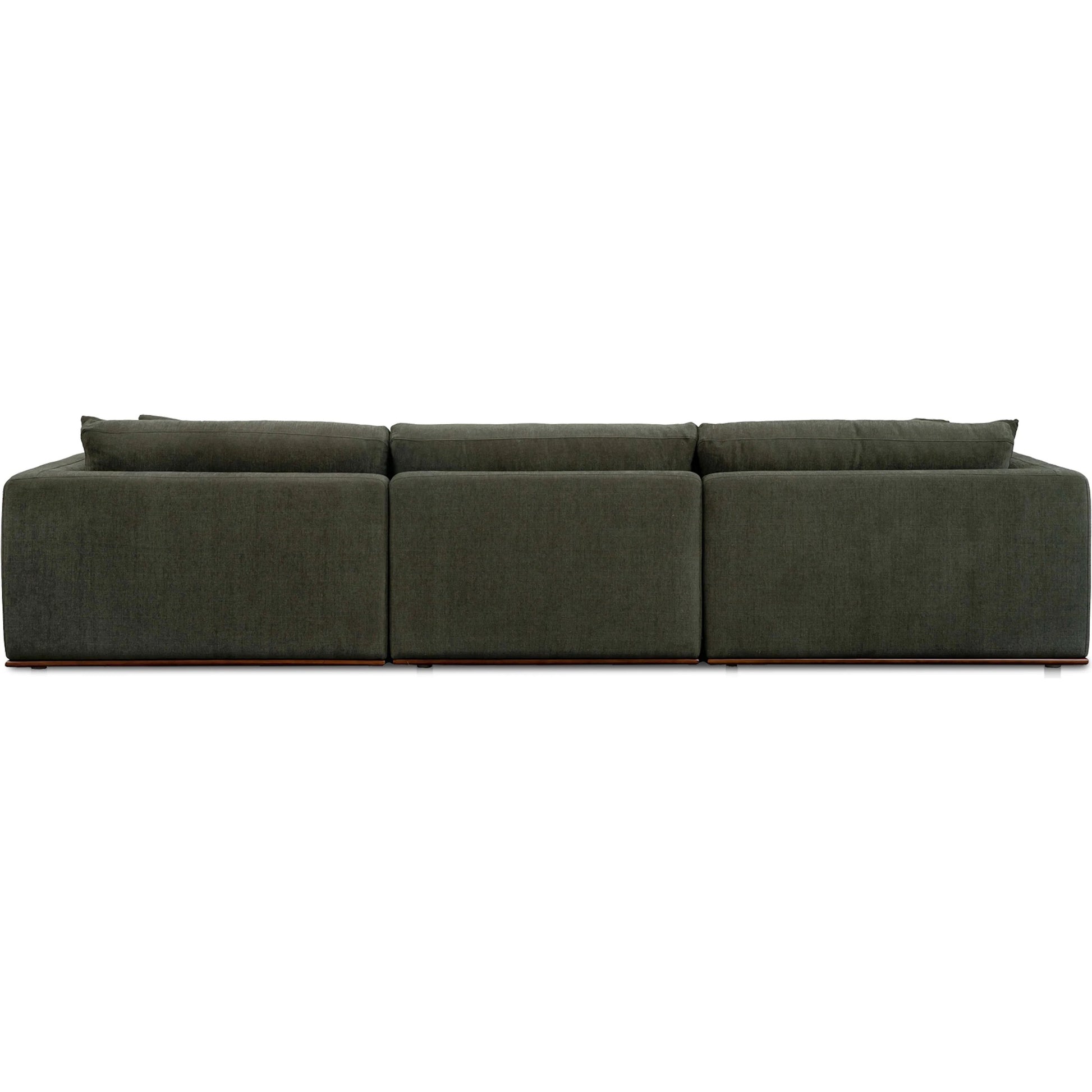 Rue Modular Sofa by Moe's Home Collection in dark green. Made from upholstery: 100% polyester, 70% feather, 30% fiber fill, solid wood, plywood frame in a transitional style.