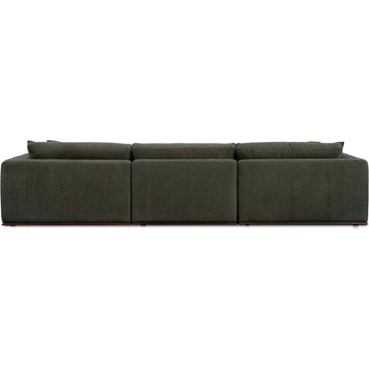 Rue Modular Sofa by Moe's Home Collection in dark green. Made from upholstery: 100% polyester, 70% feather, 30% fiber fill, solid wood, plywood frame in a transitional style.