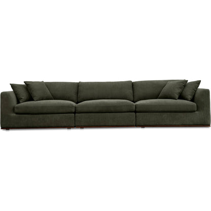 Rue Modular Sofa by Moe's Home Collection in dark green. Made from upholstery: 100% polyester, 70% feather, 30% fiber fill, solid wood, plywood frame in a transitional style.