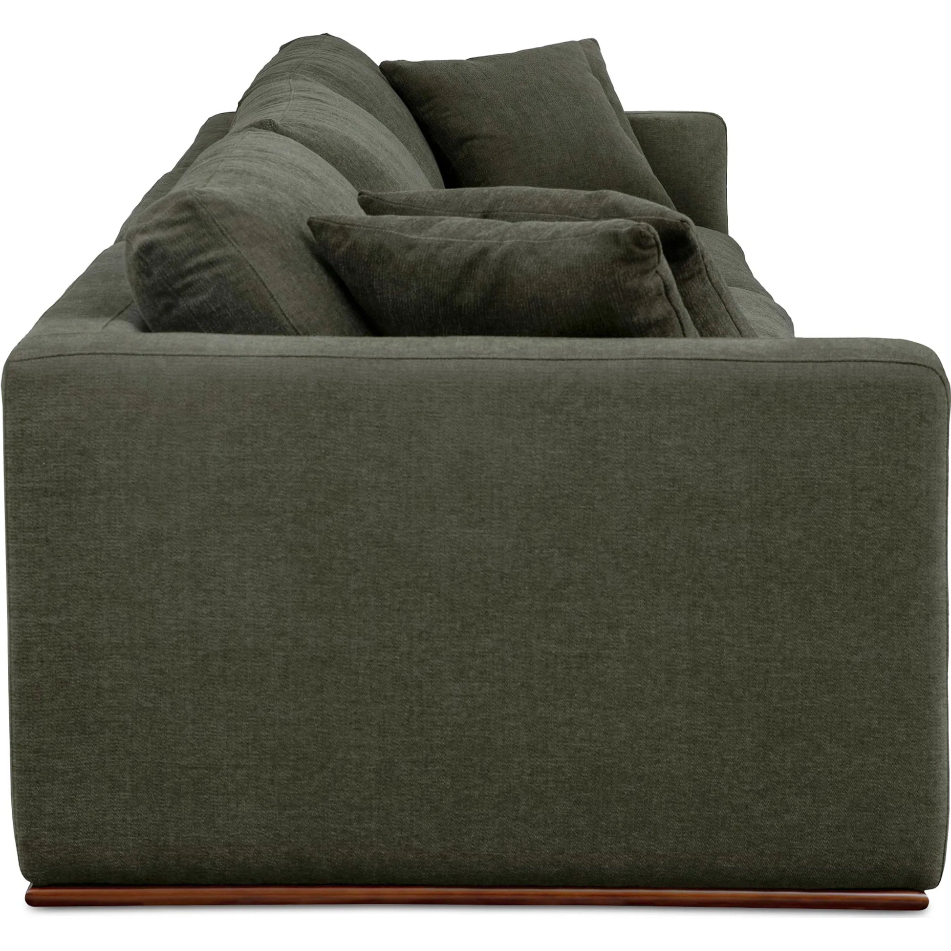 Rue Modular Sofa by Moe's Home Collection in dark green. Made from upholstery: 100% polyester, 70% feather, 30% fiber fill, solid wood, plywood frame in a transitional style.