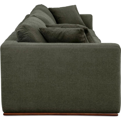 Rue Modular Sofa by Moe's Home Collection in dark green. Made from upholstery: 100% polyester, 70% feather, 30% fiber fill, solid wood, plywood frame in a transitional style.