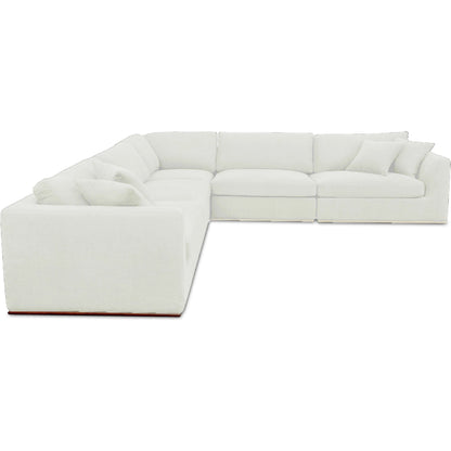 Rue Classic L Modular Sectional by Moe's Home Collection in dark green. Made from upholstery: 100% polyester, 70% feather, 30% fiber fill, solid wood, plywood frame in a transitional style.