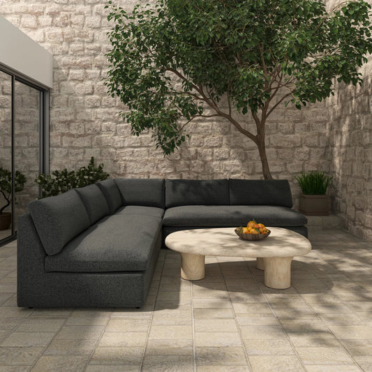 Miles Outdoor Modular 5 Piece Sofa by Moe's Home Collection. Made from aluminum frame, 100% olefin fabric, quick dry foam in a unique style.