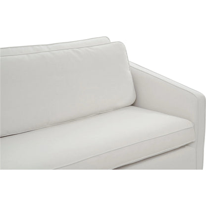 Phoebe Sofa by Moe's Home Collection in white. Made from 100% polyester, foam core with 70% feather, 30% fibre fill, solid wood, plywood frame, plastic leg in a transitional style.