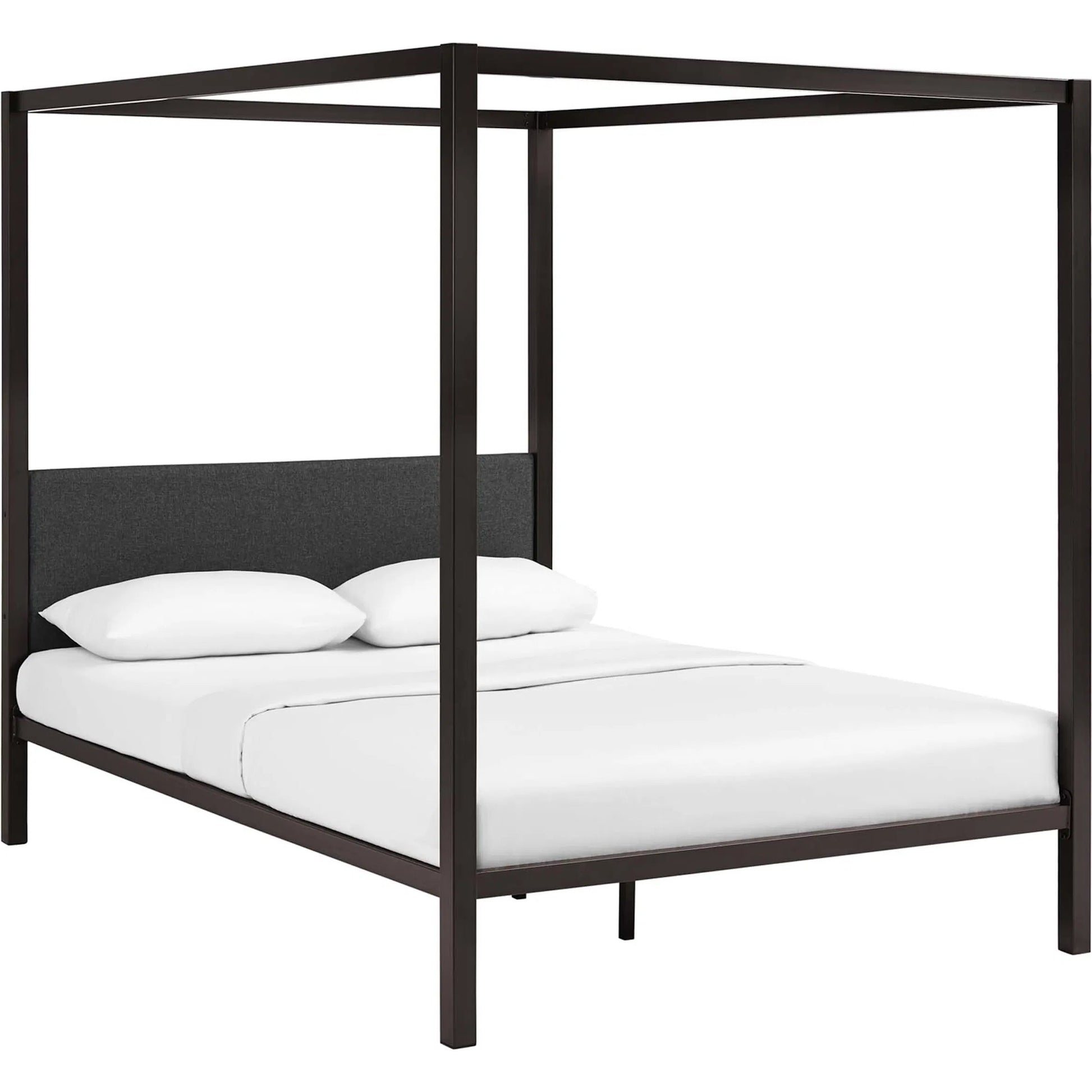 Hopedale Canopy Bed Frame by Evans & Londeen. Made from powder coated steel frame, inner size 60*81in(width is outer size ), bed weight capacity:1323 lbs in a modern style.