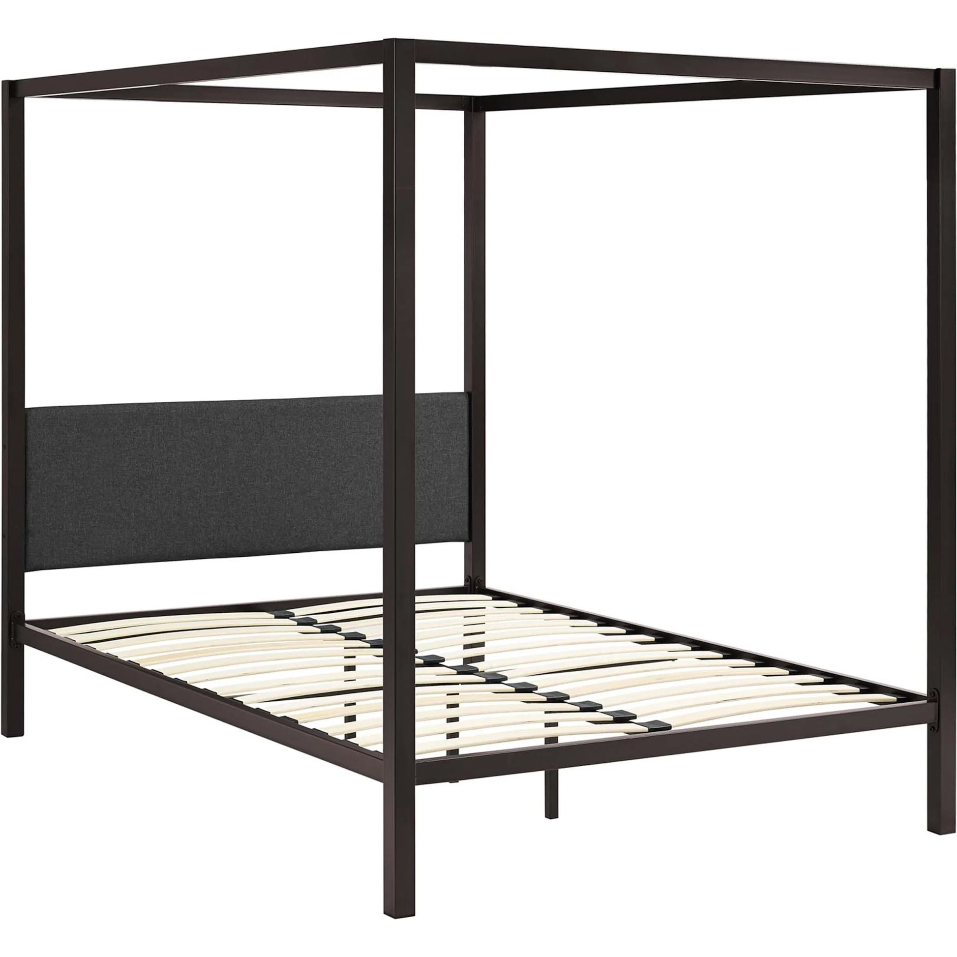 Hopedale Canopy Bed Frame by Evans & Londeen. Made from powder coated steel frame, inner size 60*81in(width is outer size ), bed weight capacity:1323 lbs in a modern style.