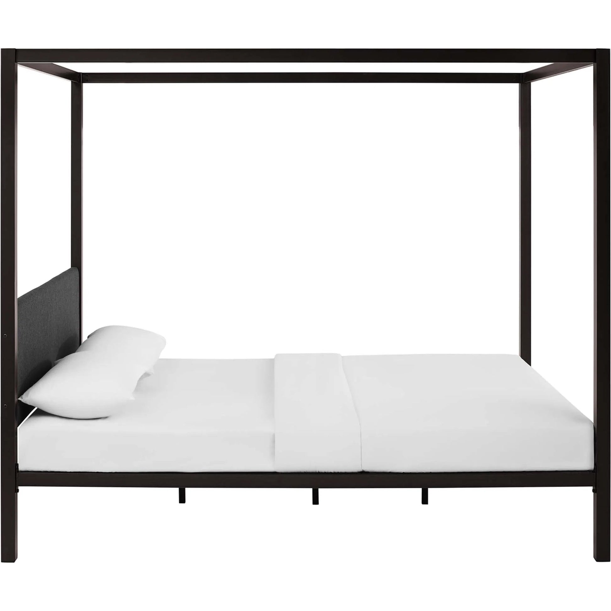 Hopedale Canopy Bed Frame by Evans & Londeen. Made from powder coated steel frame, inner size 60*81in(width is outer size ), bed weight capacity:1323 lbs in a modern style.