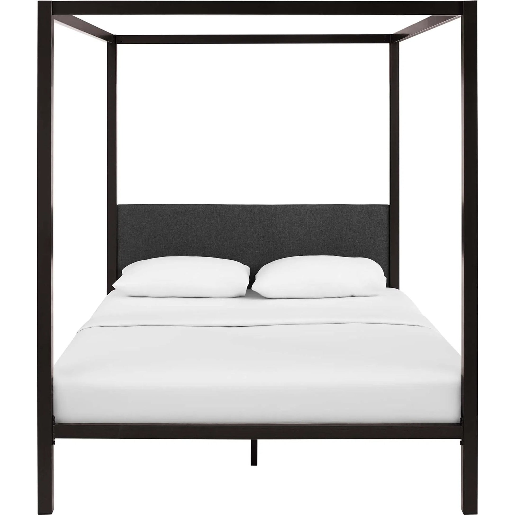 Hopedale Canopy Bed Frame by Evans & Londeen. Made from powder coated steel frame, inner size 60*81in(width is outer size ), bed weight capacity:1323 lbs in a modern style.