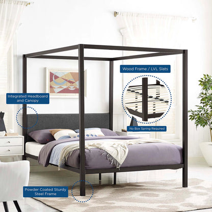 Hopedale Canopy Bed Frame by Evans & Londeen. Made from powder coated steel frame, inner size 60*81in(width is outer size ), bed weight capacity:1323 lbs in a modern style.