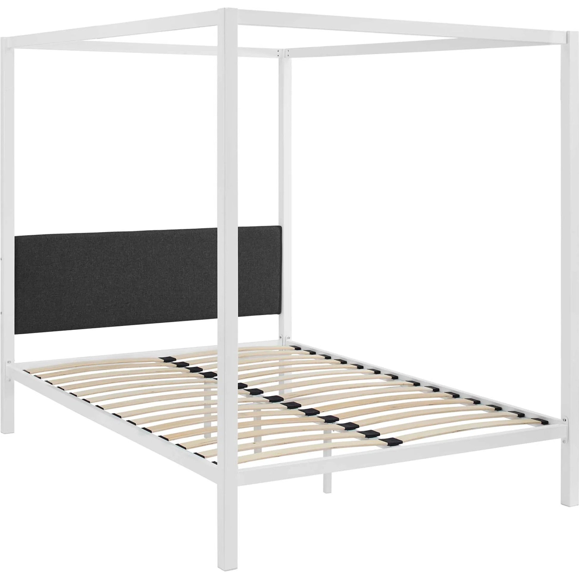Hopedale Canopy Bed Frame by Evans & Londeen. Made from powder coated steel frame, inner size 60*81in(width is outer size ), bed weight capacity:1323 lbs in a modern style.