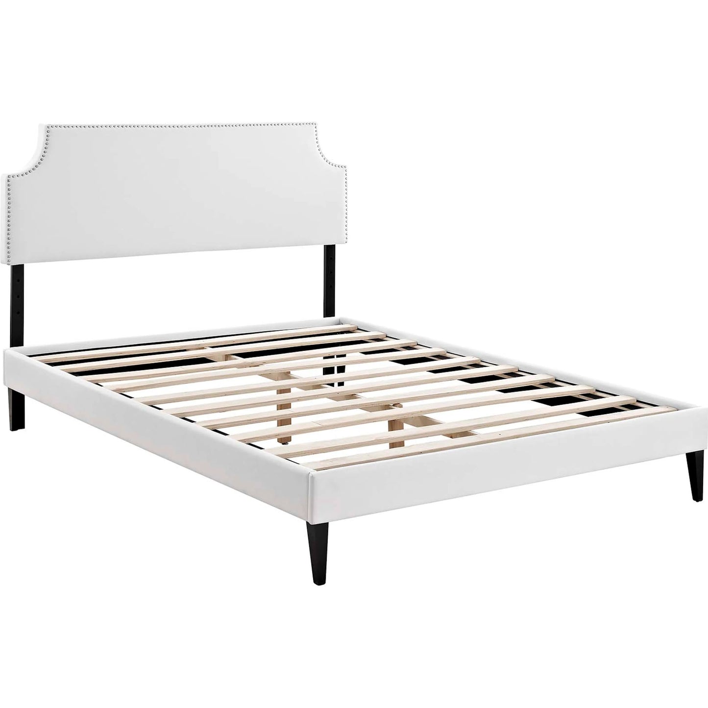 002 SI-2358610 | Additional Silo | Ava Platform Bed with Squared Tapered Legs by Evans & Londeen in white. Made from vinyl in a transitional style.