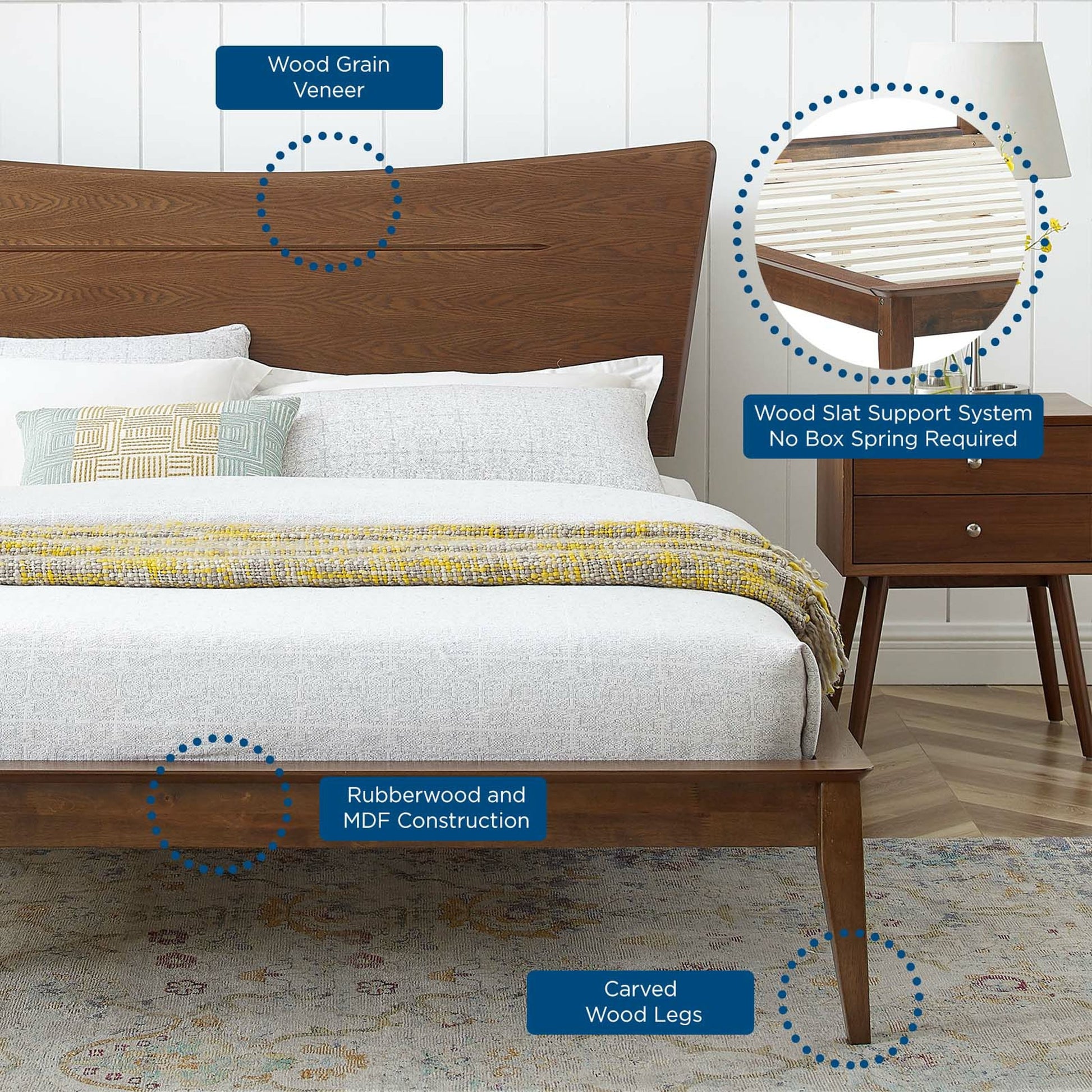 McDowell Wood Platform Bed by Evans & Londeen in walnut. Made from unique in a modern style.