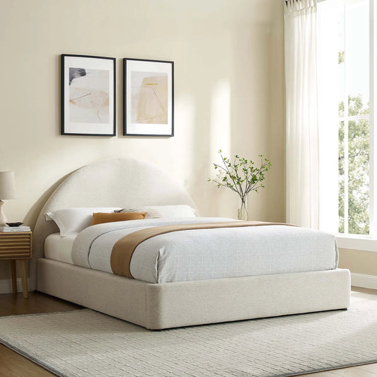 Edwards Arched Round Platform Bed by Evans & Londeen. Made from upholstered fabric in a unique style.